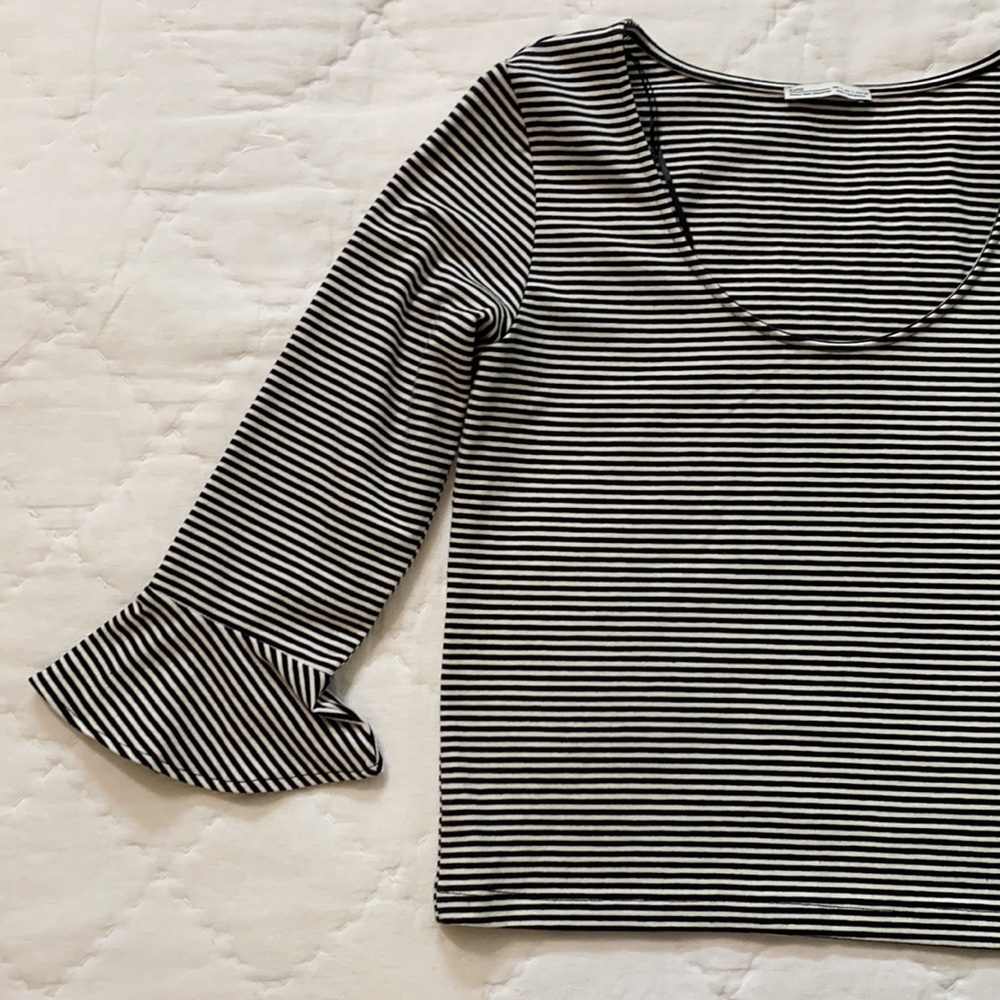 ZARA Poet Sleeve Striped Top